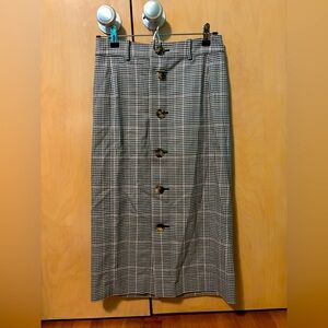 Kate Spade Black and White Houndstooth Midi Skirt